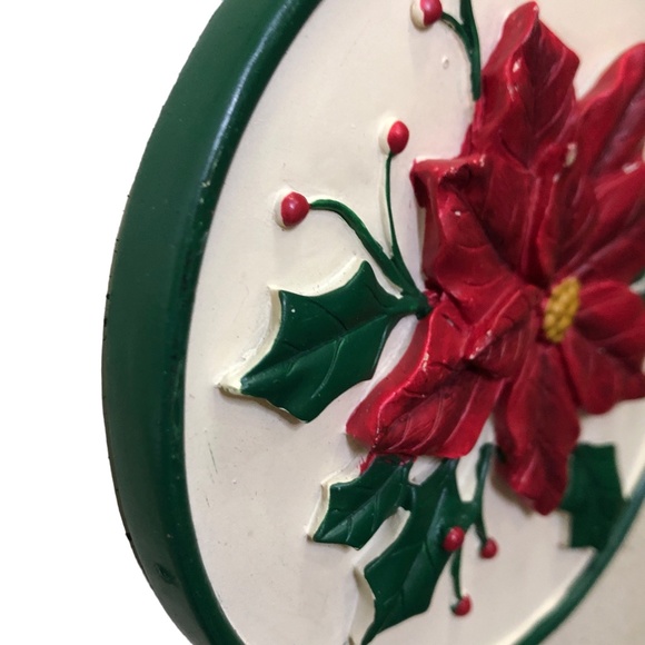 VTG Metal Poinsettia Wall/Door Hanging Planter Pocket Flower Letter Mail Holder - Picture 7 of 10